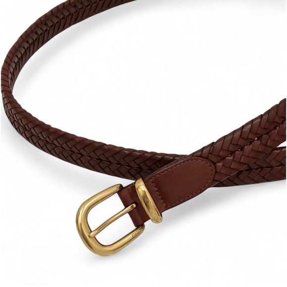 Coach Other - Coach Brown Braided Woven Leather Belt‎ Men's 42" 105 cm F90261 Gold Tone Buckle